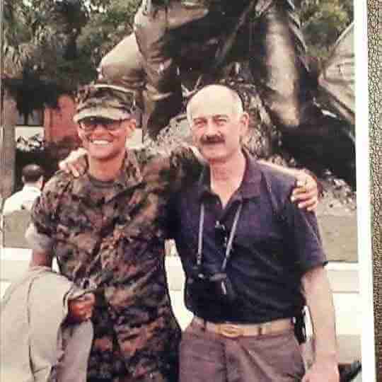 Michael and his father from boot camp graduation at Paris Island, SC 2003.
