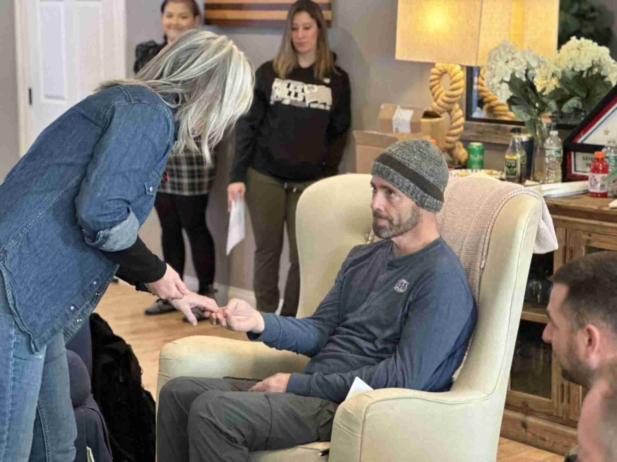 Shane accepts a pick during the song-writing portion of Warrior PATHH training at the Travis Mills Foundation Veterans Retreat. Now a PATHH Guide, the differences Shane has experienced have been life-changing.