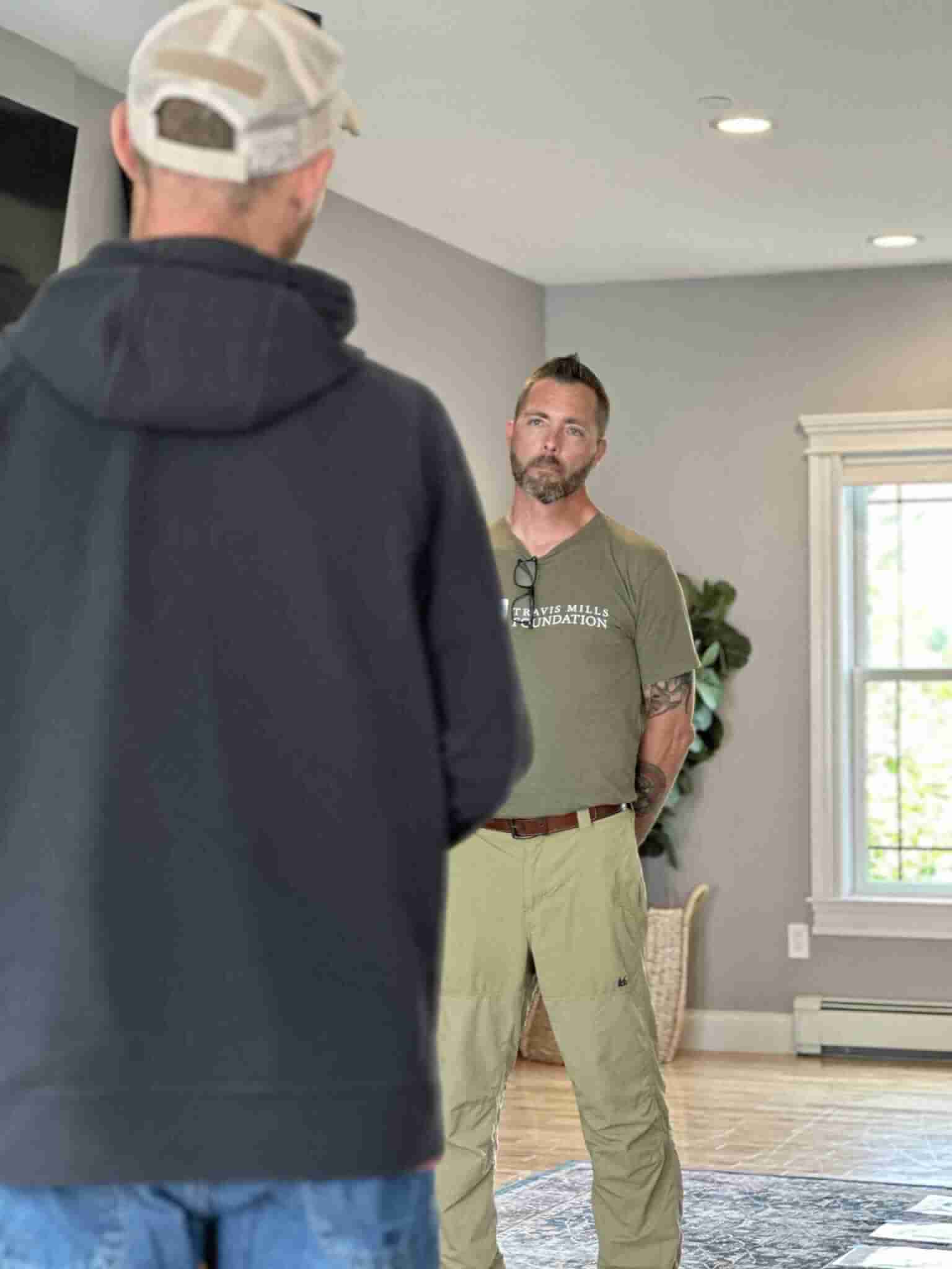Shane and a PATHH student take part in the Life Walk, an exercise in the training program that is often filled with much emotion.